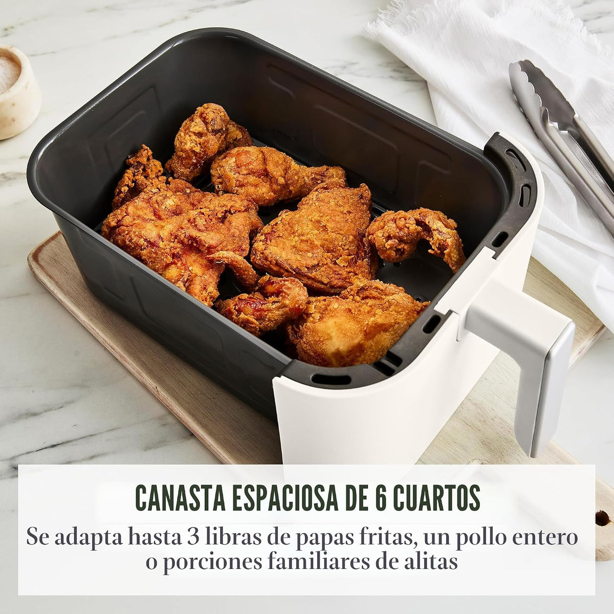 Martha Stewart Freidora de aire de 6 cuartos de galón, 6 presets, ahorro de