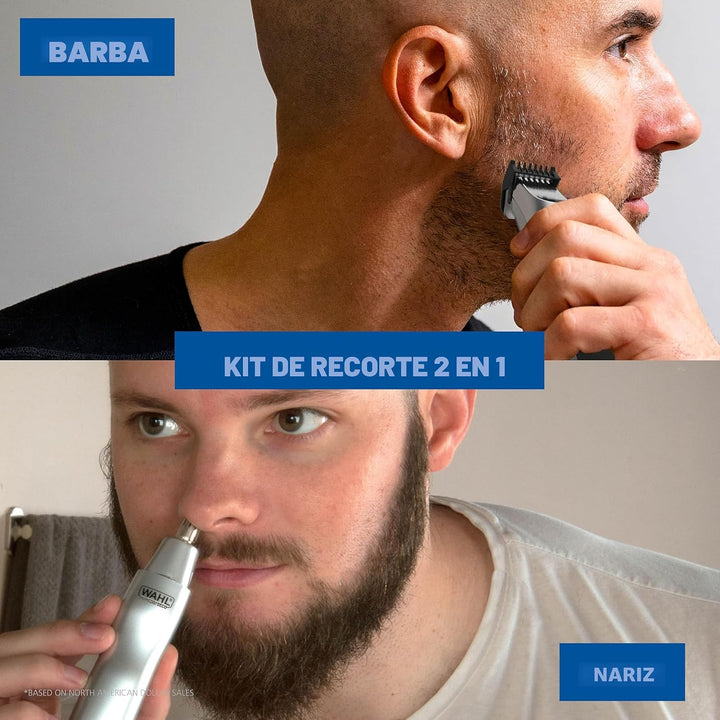 Kit de recortadora de barba recargable Wahl Groomsman para bigotes,...