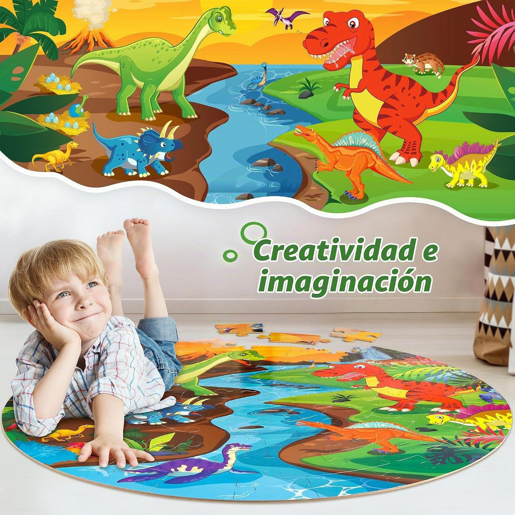 SYNARRY Rompecabezas de Piso para Niños de 4 a 6 años, Rompecabezas Grandes de 70 Piezas de Dinosaurios para Niños Pequenos de 2 a 4 años, Rompecabezas de Dinosaurios para Niños de 4 a 8 años