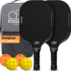 BAGAIL Palas de pickleball aprobadas por USAPA, juego de pickleball de superficie de fibra de vidrio, raquetas ligeras con 4 bolas, 1 bolsa, diseñadas en California para tracción y estabilidad