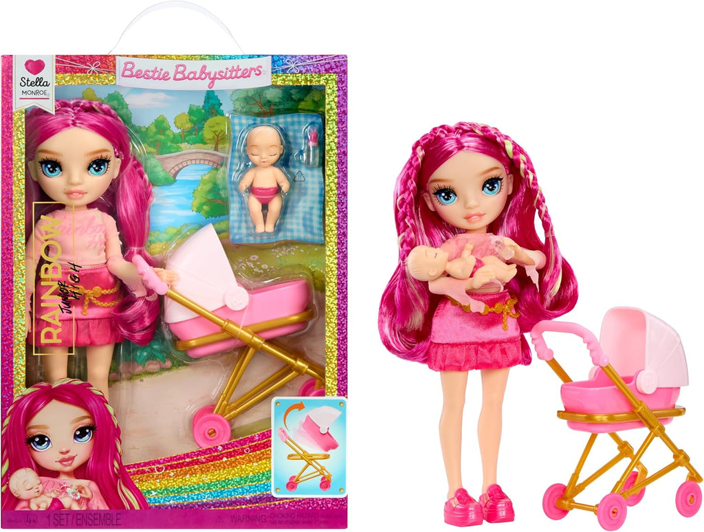 Rainbow High Jr. High Bestie Babysitters - Stella Monroe, muñeca de moda de 9 pulgadas