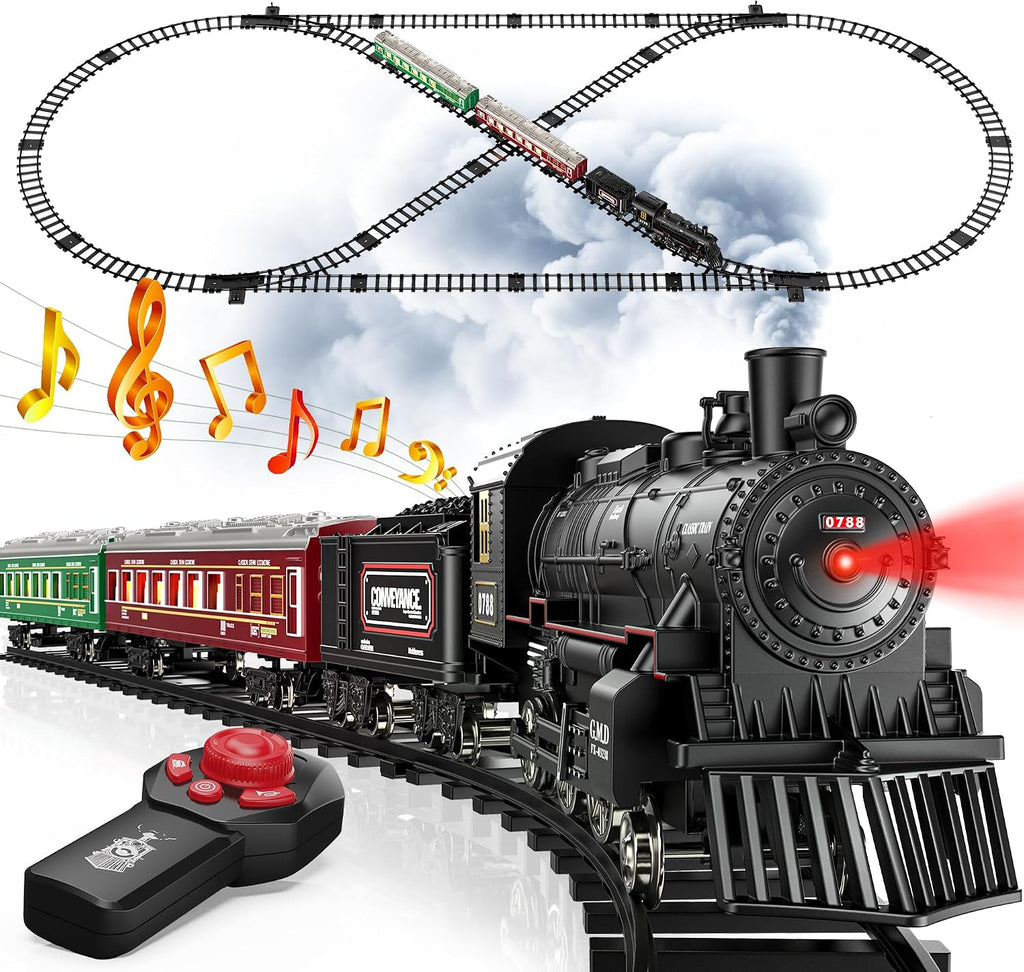 Hot Bee Train Set, juguetes de tren a control remoto con autos y pistas
