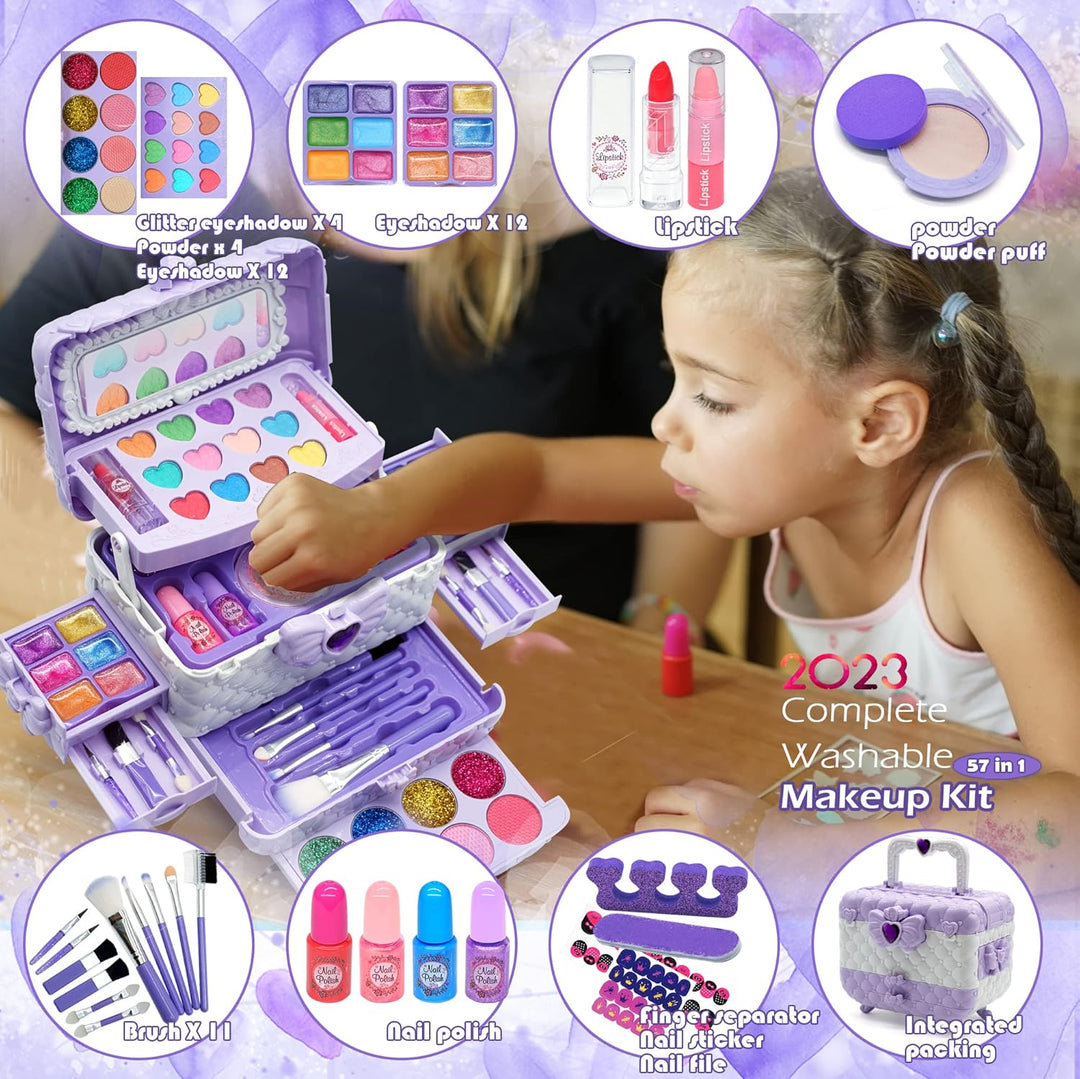 Kit de maquillaje para niños, juguetes para niñas, maquillaje lavab...