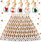 BBTO Ambientador colgante para coche, 80 unidades, botellas difusoras de coche a granel, botella de perfume de vidrio vacía de Navidad, ambientador transparente, difusor de botella colgante para