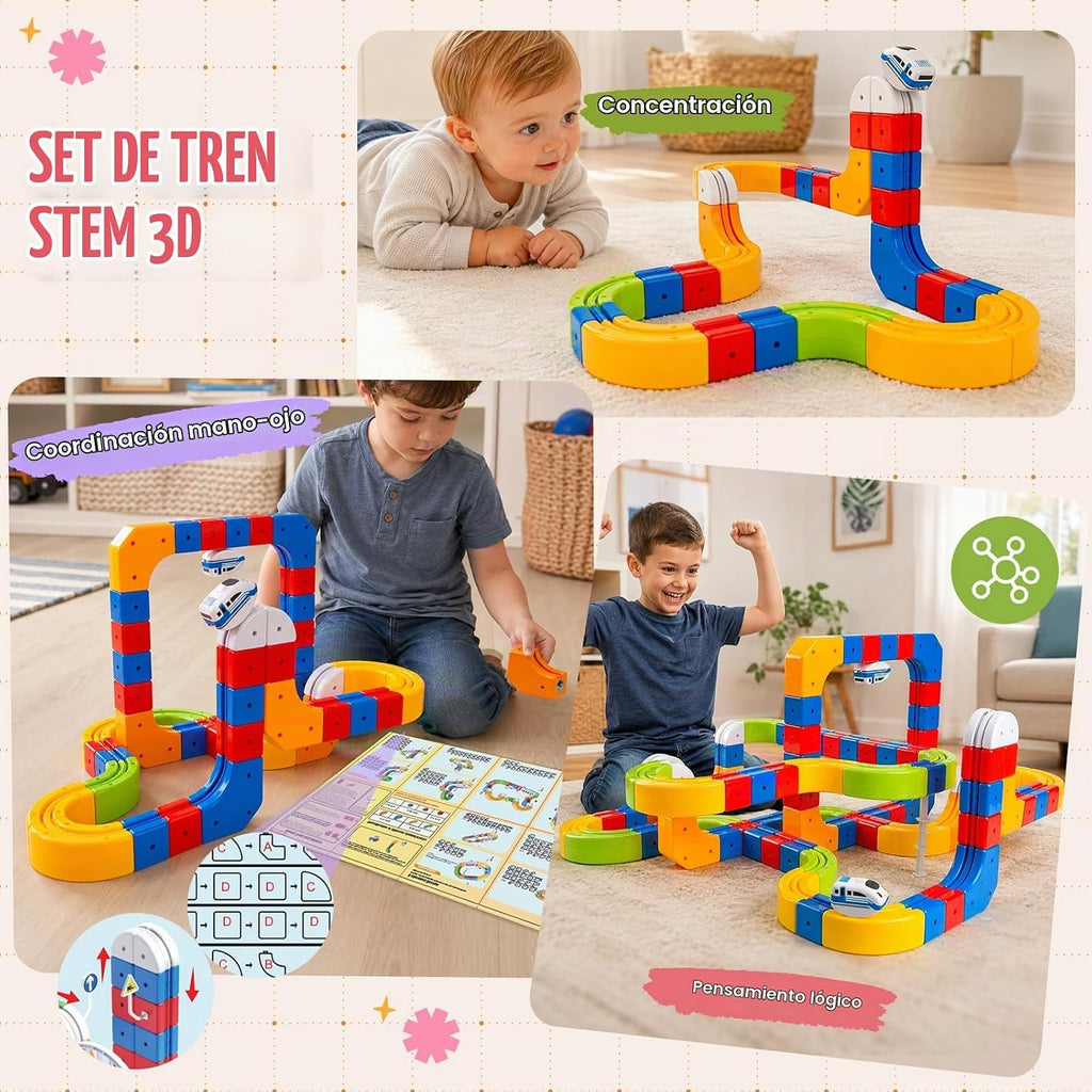 Juego de tren eléctrico para niños, 147 piezas (90 pistas de cubo) juguete