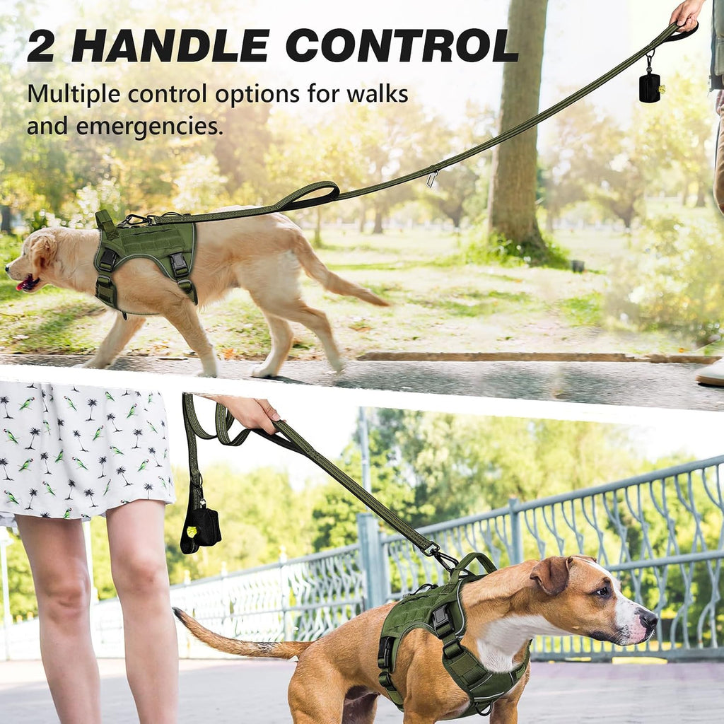 Correa para perro y arnés táctico para perro, juego reflectante resistente para entrenamiento de caminar