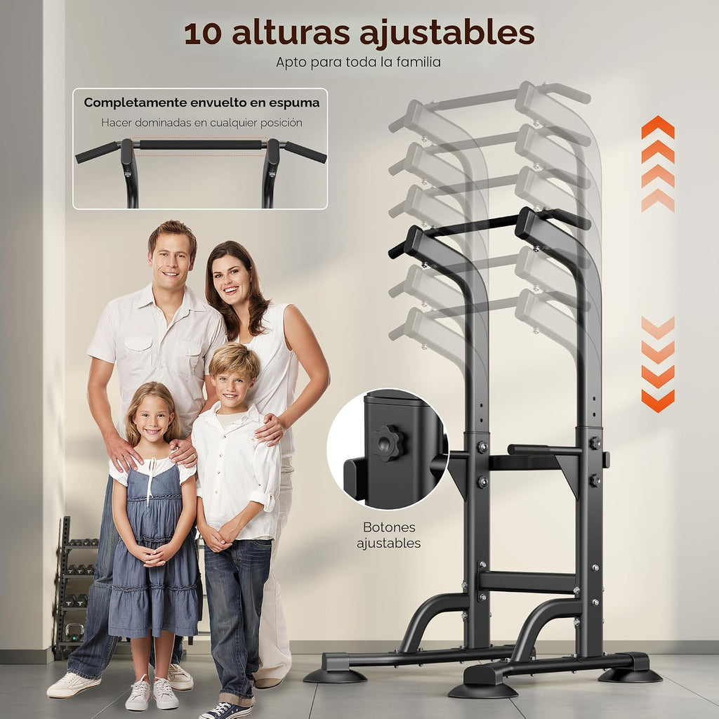 SogesPower Power Tower Estación de Fondos Barra de Dominadas para Gimnasio en Casa con Altura Ajustable Equipo de Entrenamiento de Fuerza, Estación de Barra de Dominadas