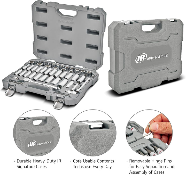 Ingersoll Rand Juego de herramientas mecánicas de 68 piezas de 3\/8...