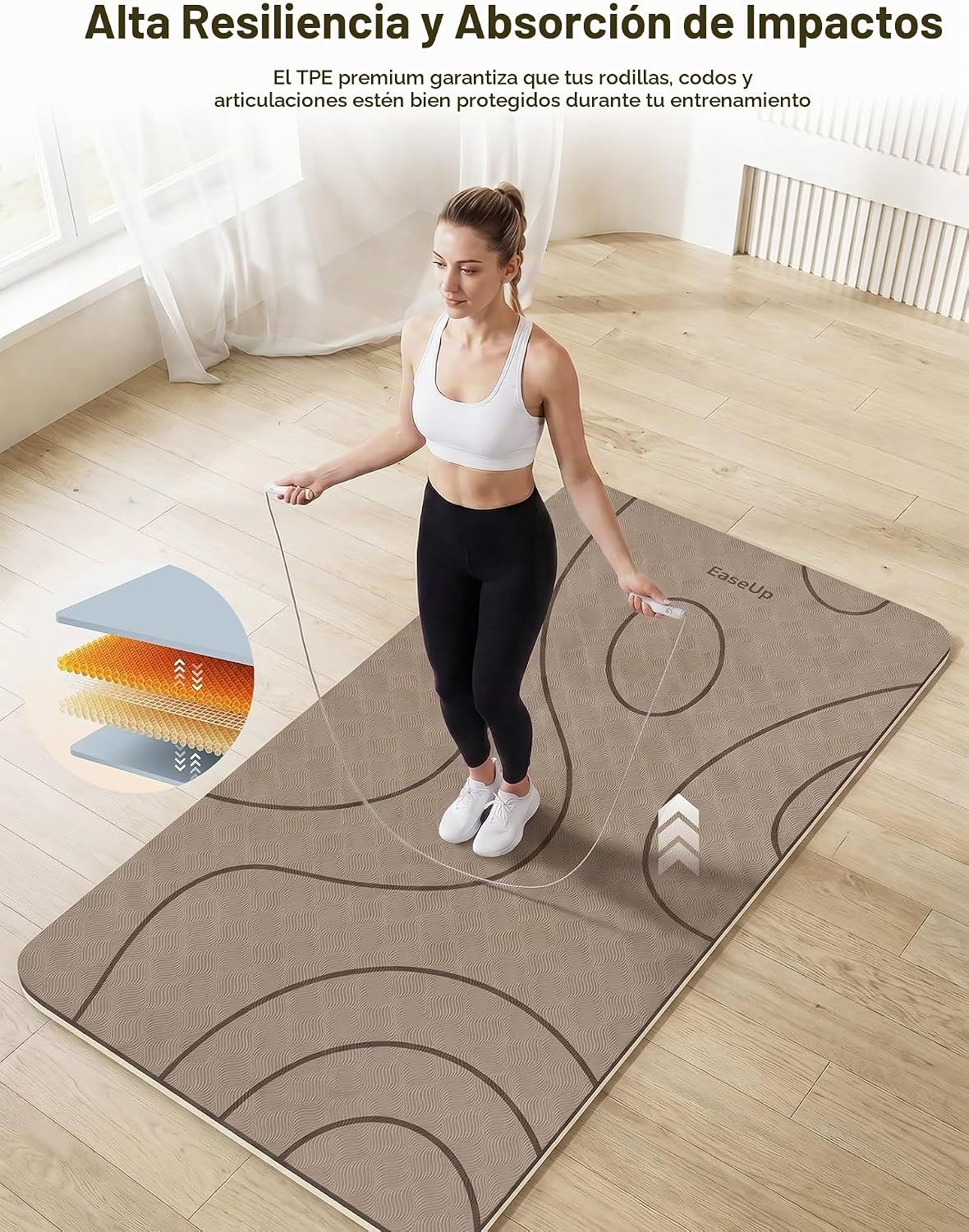 EaseUp Esterilla de yoga grande, 73 x 35.5 x 0.4 pies, extra gruesa y ancha, alfombrilla de pilates de 0.394 in, alfombrilla de ejercicio antideslizante, alfombrillas de entrenamiento para gimnasio en