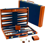 Juegos de backgammon premium para adultos, juegos de mesa de backgammon grandes de 17.5 pulgadas, juego de backgammon portátil de cuero sintético para viajes, regalos clásicos de juego de estrategia