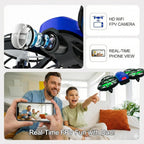 Swifsen Drones para niños con cámara, dron RC pequeño helicóptero para interiores, regalos de cumpleaños para niños y niñas principiantes amigables, mini juguete cuadricóptero con 2 baterías, protección de hélice, retención de altitud