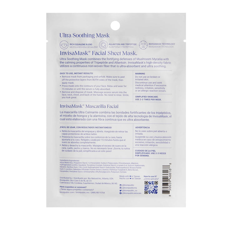 BioRepublic Máscara InvisaMask ultra calmante para rostro, con escu...
