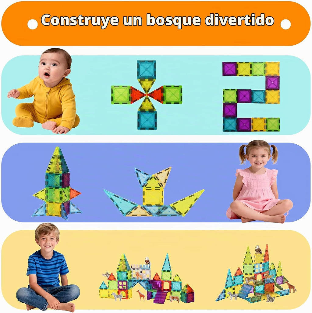 Azulejos magnéticos para niños, juego de juguetes de construcción
