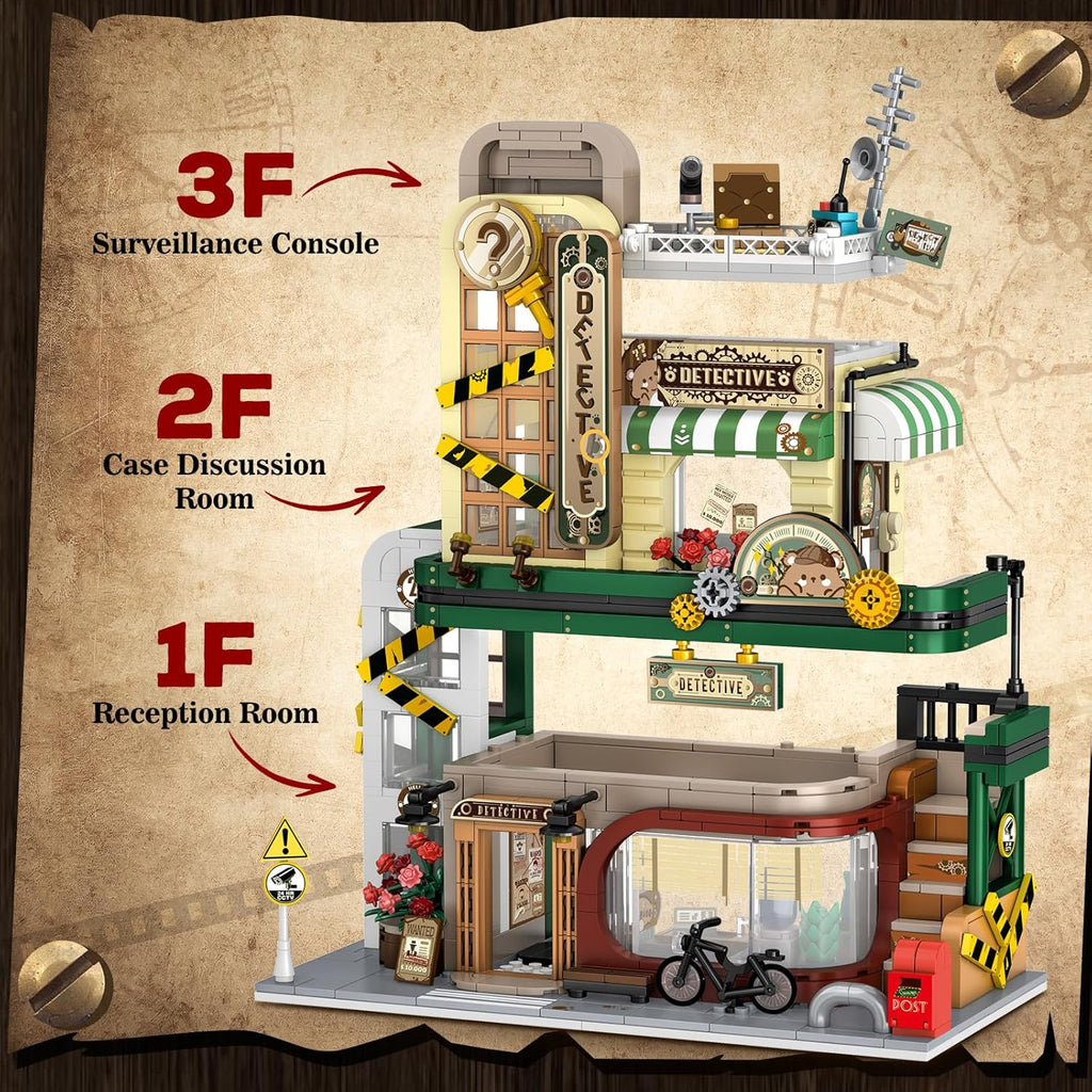 Juego de construcción de agencia de detectives con luz LED