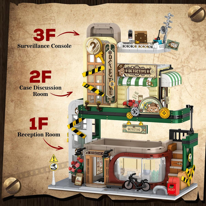 Juego de construcción de agencia de detectives con luz LED