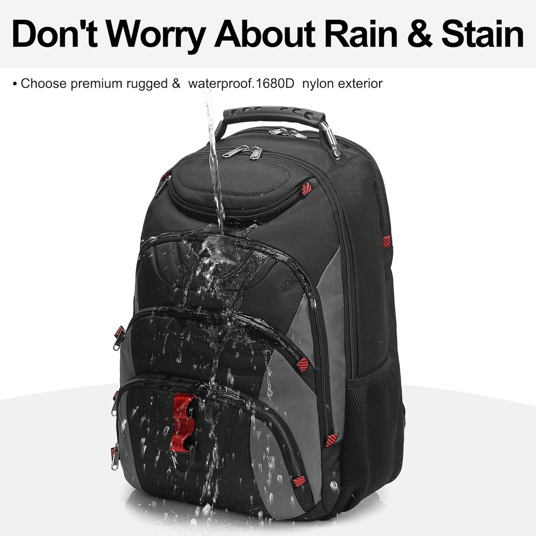 Mochila para laptop Boavan para hombres (Negro, 15.6), Negro y gris...