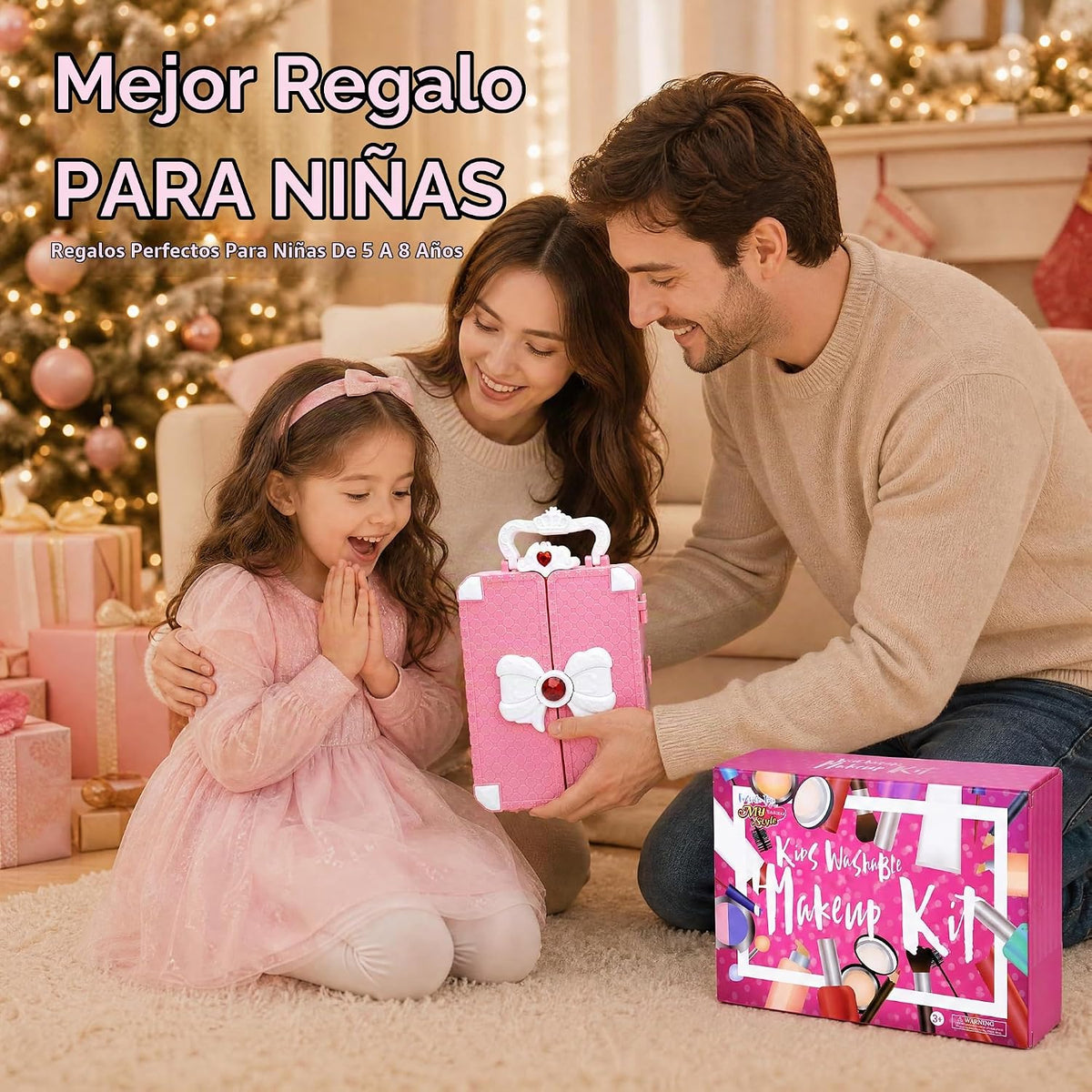 Kit de maquillaje infantil de 75 piezas para niñas, juego de maquillaje de
