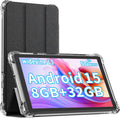 IWEGGO Tablet Android 14 con funda, 7 pulgadas 8 GB RAM+32 GB ROM/1 TB computadora, Negro
