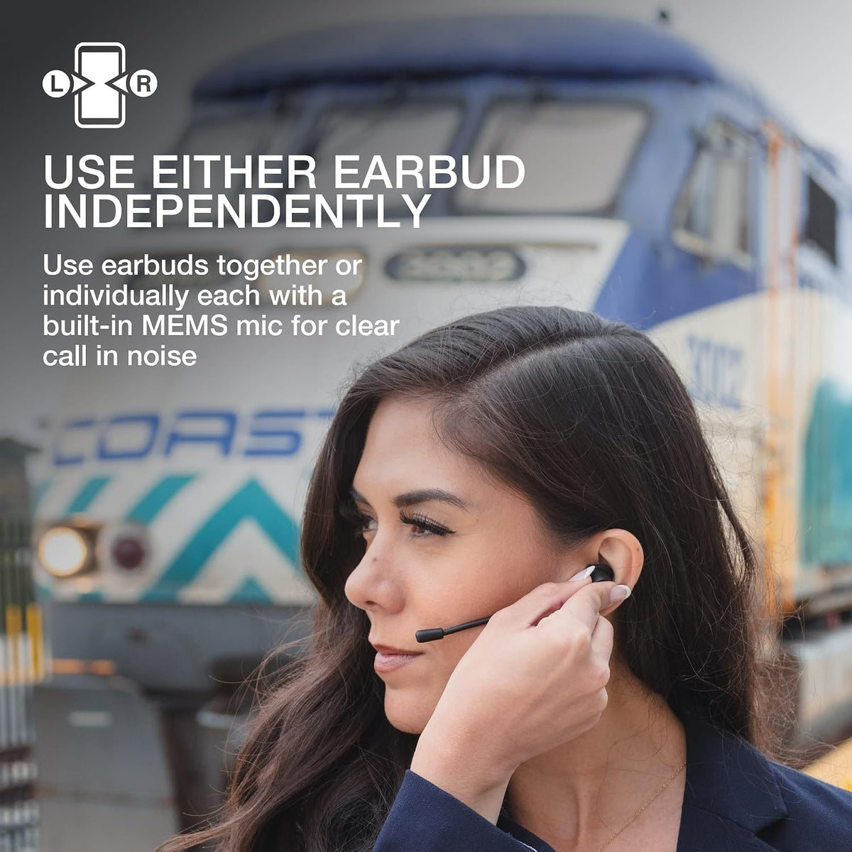 JLab Work Buds auriculares in-ear verdaderamente inalámbricos con micrófono boom con cancelación de ruido desmontable, negro, más de 55 horas totales de reproducción, Bluetooth multipunto, soporte de