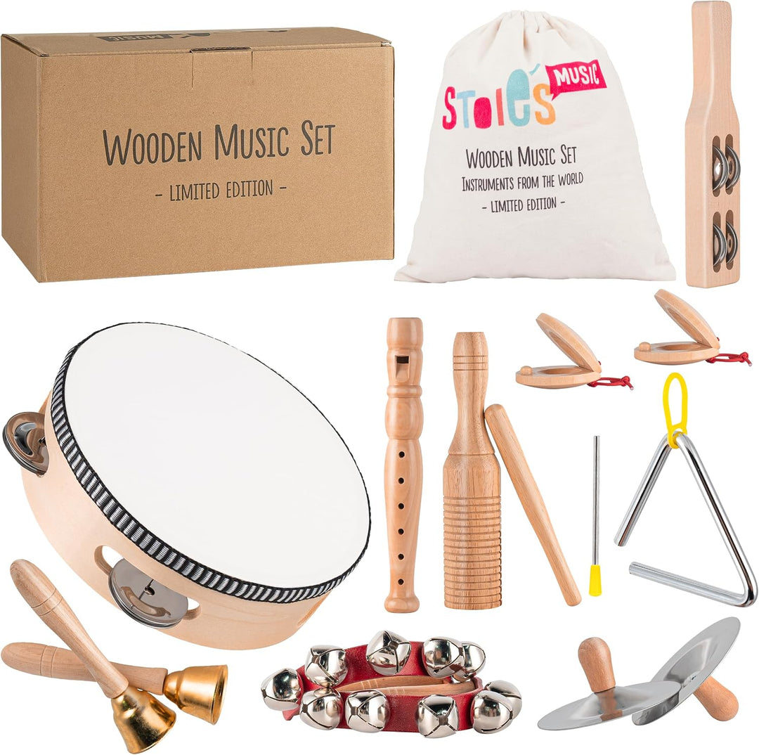 Stoie's Instrumentos musicales de madera rosa para niños pequeñ...