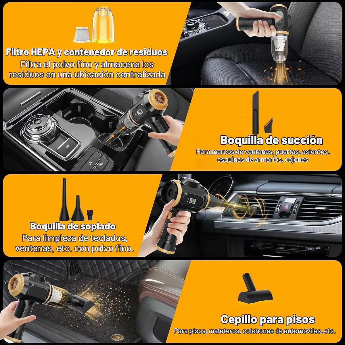 Aspiradora portátil de coche inalámbrica Mini aspiradora de mano