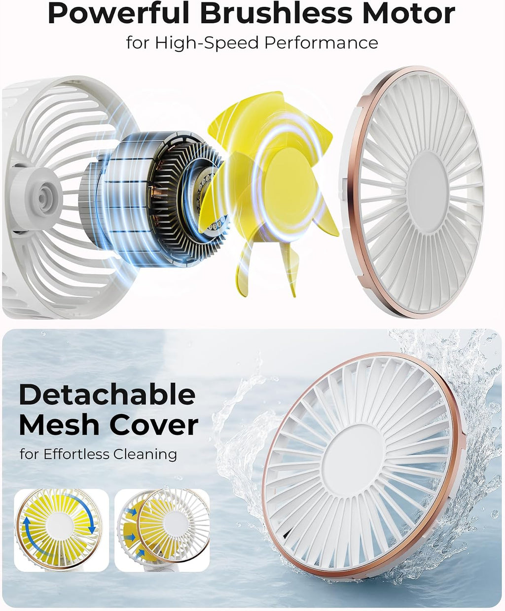 TUNISE Ventilador de Mano Portátil, Ventilador Portátil Recargable,...