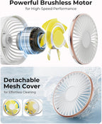 TUNISE Ventilador de Mano Portátil, Ventilador Portátil Recargable,...