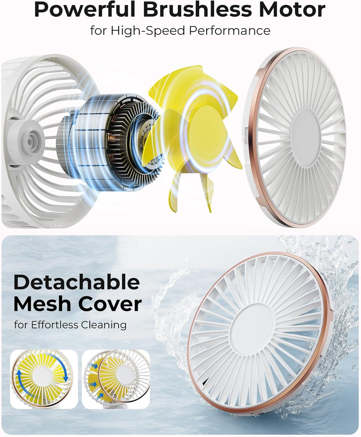 TUNISE Ventilador de Mano Portátil, Ventilador Portátil Recargable,...