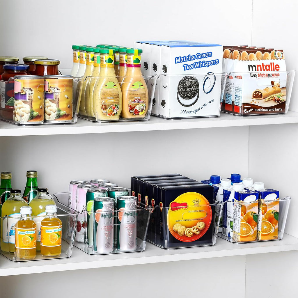 Paquete de 12 cubos de almacenamiento transparentes multiusos, contenedores organizadores de despensa para armario de cocina