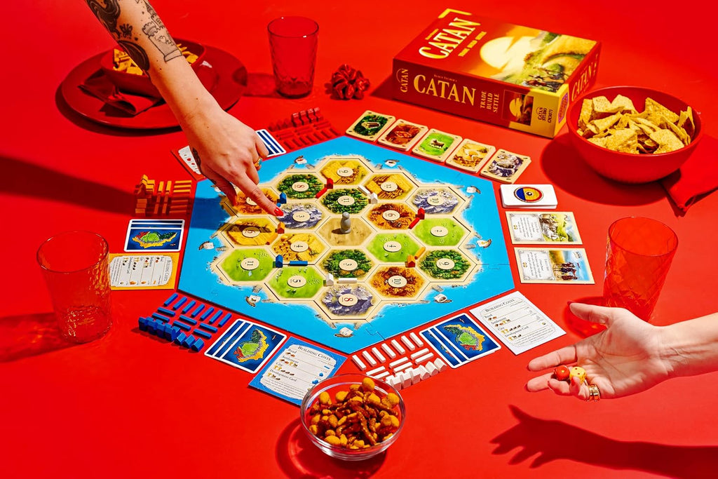 Juego de mesa CATAN - ¡Embárcate en un viaje de descubrimiento y comercio! Juego de estrategia de construcción de civilizaciones, juego de mesa familiar para niños y adultos, a partir de 10 años, 3-4