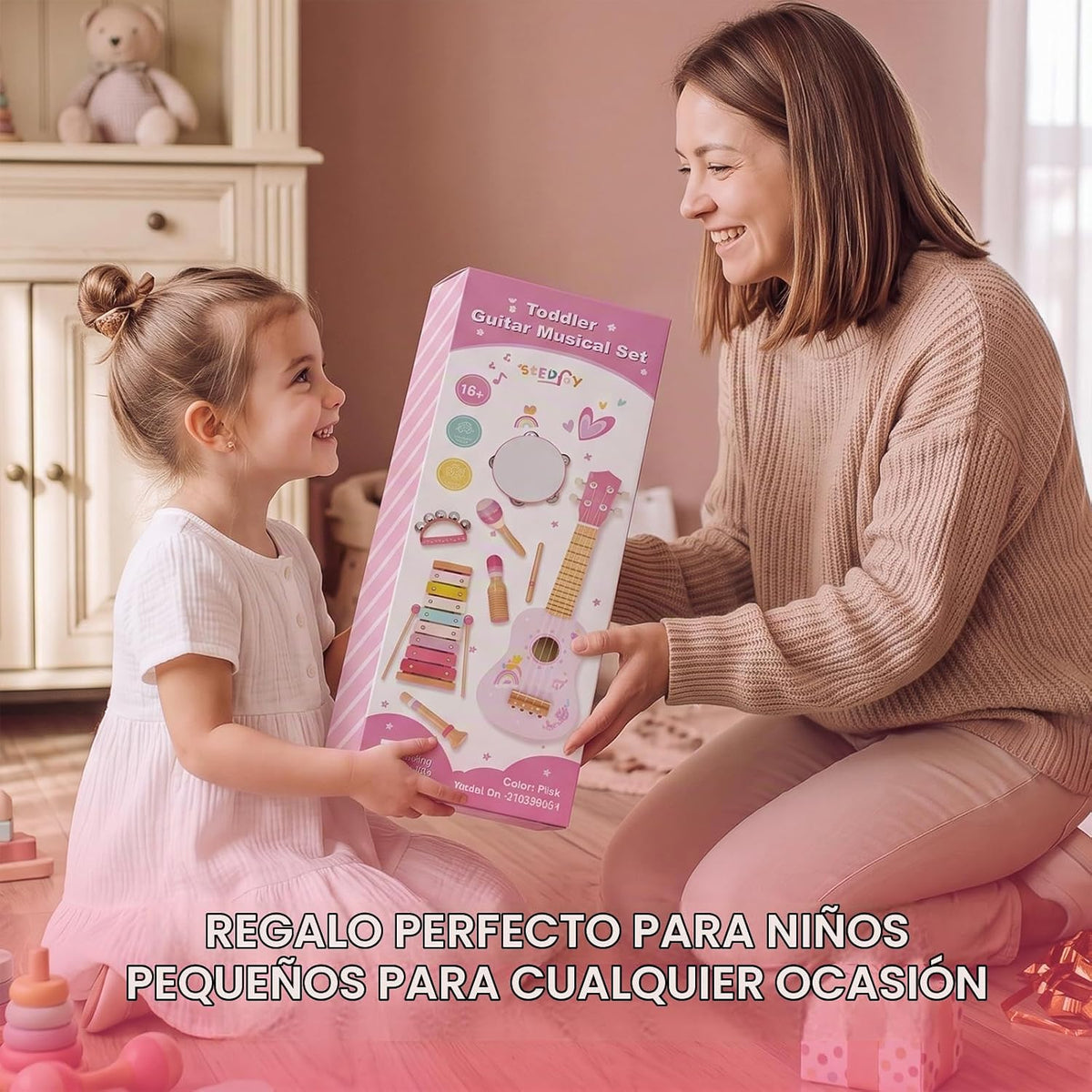 Juego de guitarra para niños pequeños, instrumentos musicales de madera