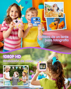 KOKODI Cámara de impresión instantánea para niños, cámaras para niños pequeños, regalos de cumpleaños de Navidad para niñas de 3 a 12 años, cámara de video digital imprimible instantánea para niños, juguetes para niñas de 5 a 7 años (rosa)