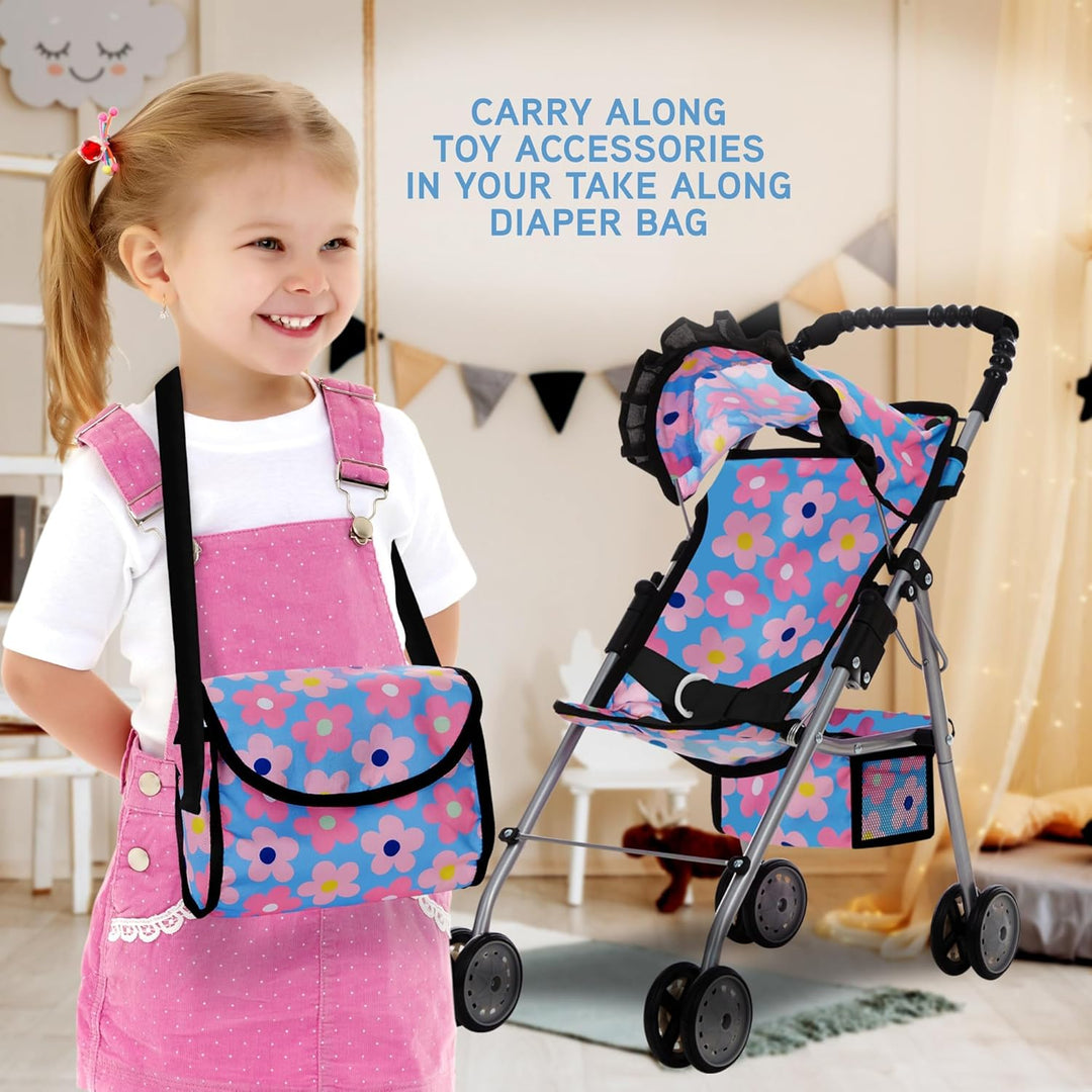 Juego de cochecito para muñeca bebé y columpio, juego de guardería,...