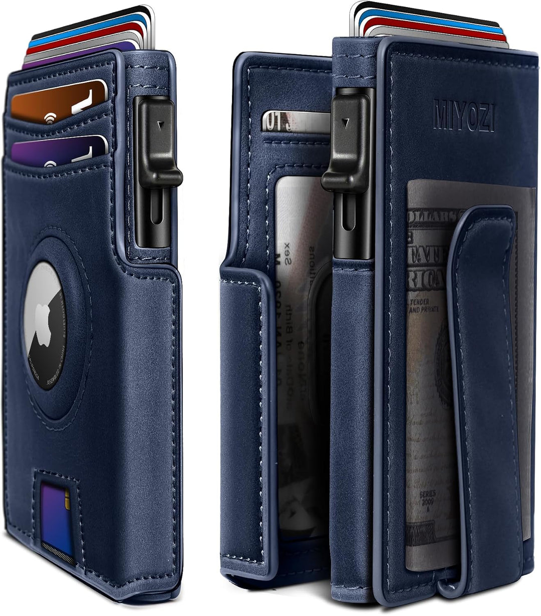 Miyozi - Billetera Airtag para hombre, con clip de dinero, estuche...