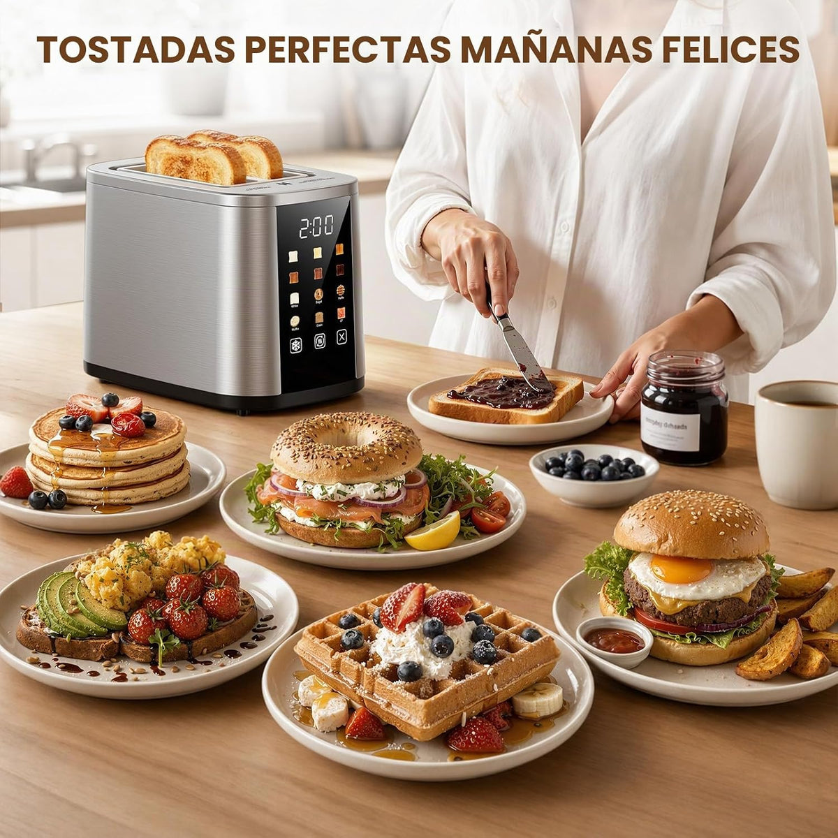 Tostadora pequeña de 2 rebanadas, ranuras de 1.5 pulgadas de