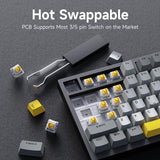 Ajazz AK820 75% Teclado mecánico para juegos con junta de cableado...