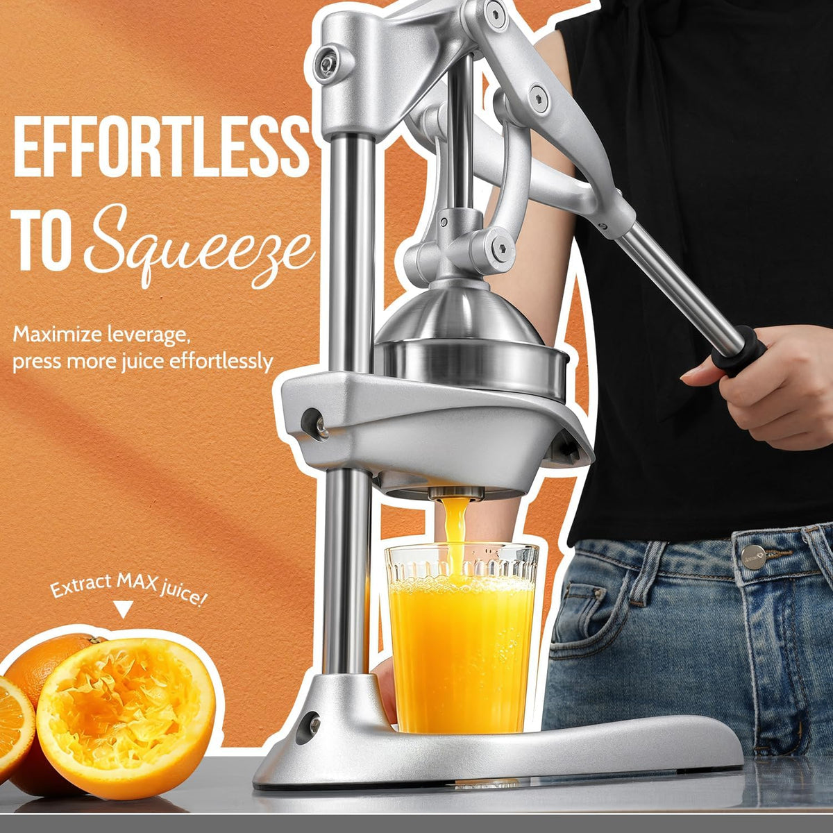 Exprimidor manual, prensa fácil del jugo del acero inoxidable del apretón para las frutas cítricas
