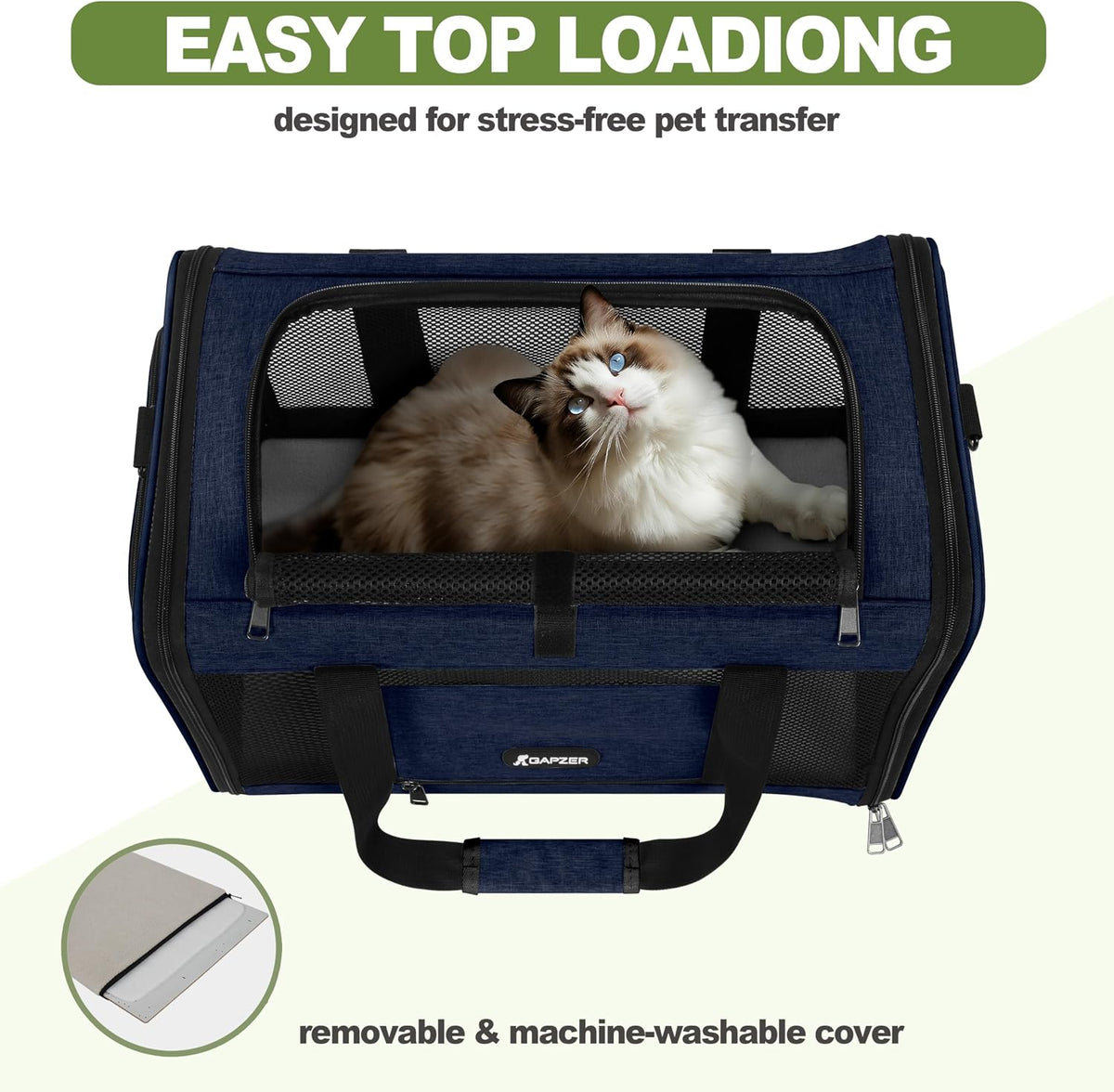 Transportador para gatos de 18 x 11 x 11 pulgadas, aprobado por aerolíneas unidas, perrera suave para mascotas