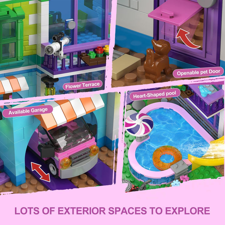 HOGOKIDS Juego de construcción de casa para niñas con luz