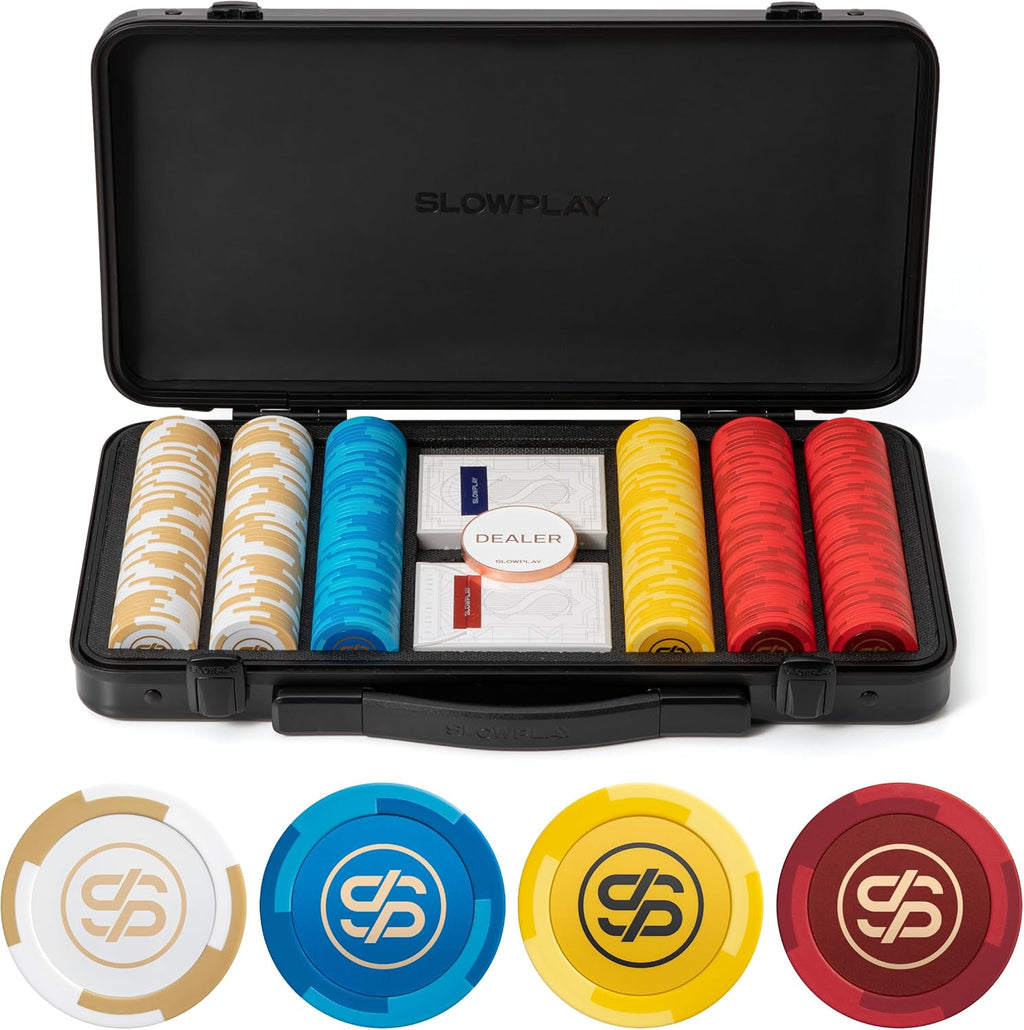 SLOWPLAY Godel Clay Poker Set, fichas de póquer de 0.49 oz y 1.575 in para
