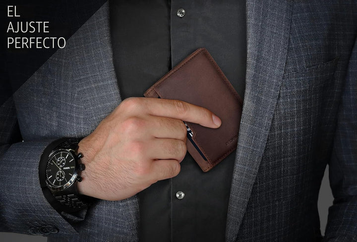 SERMAN BRANDS \u2013 Carteras para hombre, delgadas, de cuero, con...