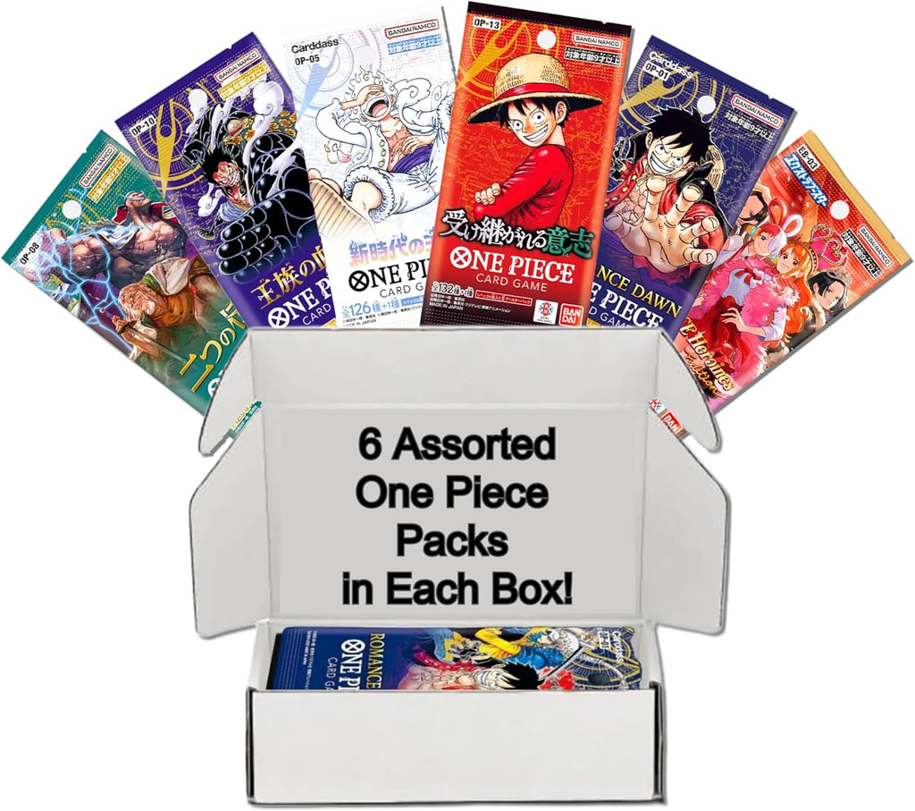 Caja de inicio de colección de tarjetas de una pieza │ 6 paquetes de refuerzo sellados (japonés) │ Juegos surtidos - Sin paquetes duplicados │ 22 lanzamientos y crecimiento │ 1 de cada 20 cajas contiene una tarjeta calificada │ por Slabs of Heat