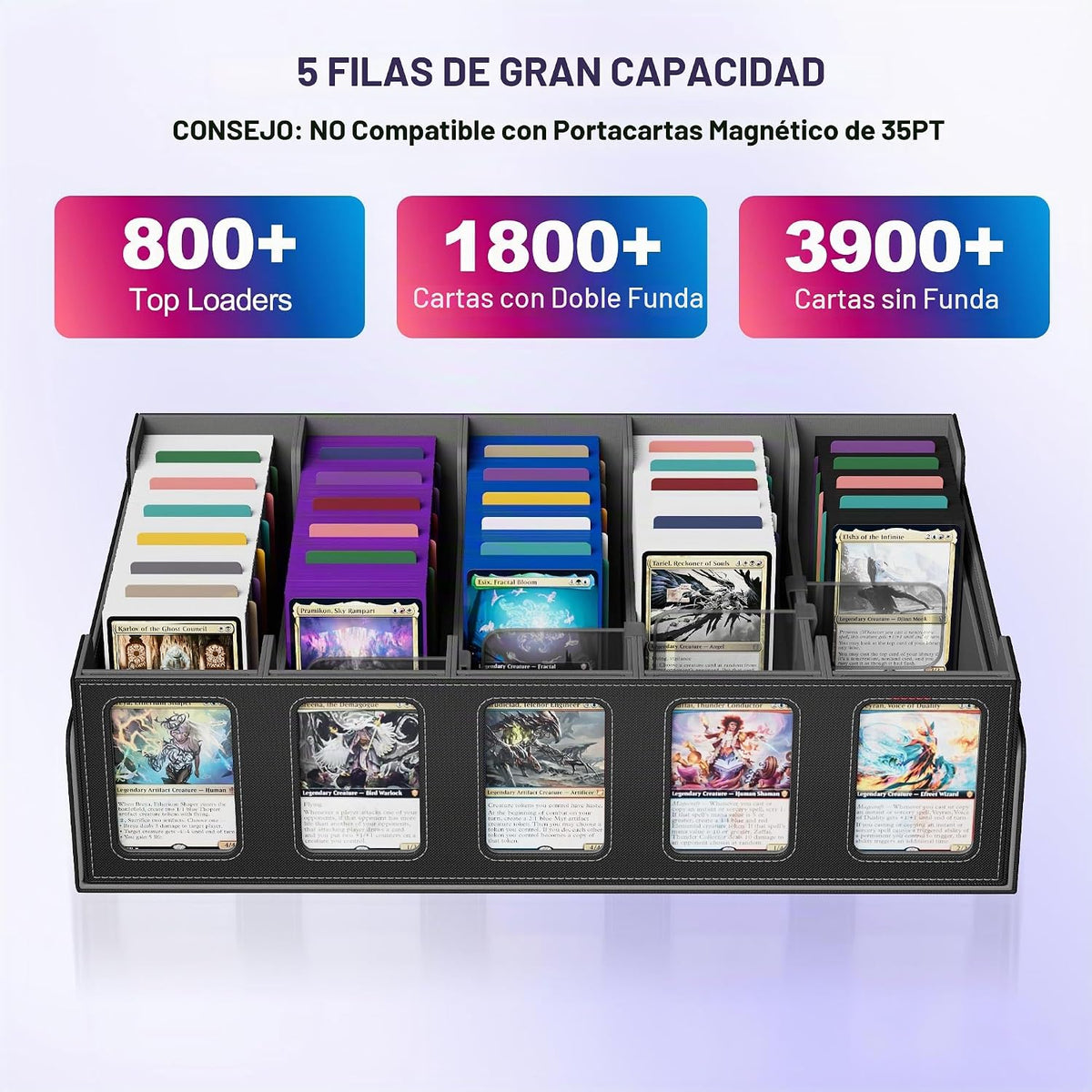 UAONO Caja de almacenamiento de tarjetas coleccionables de 5 filas con
