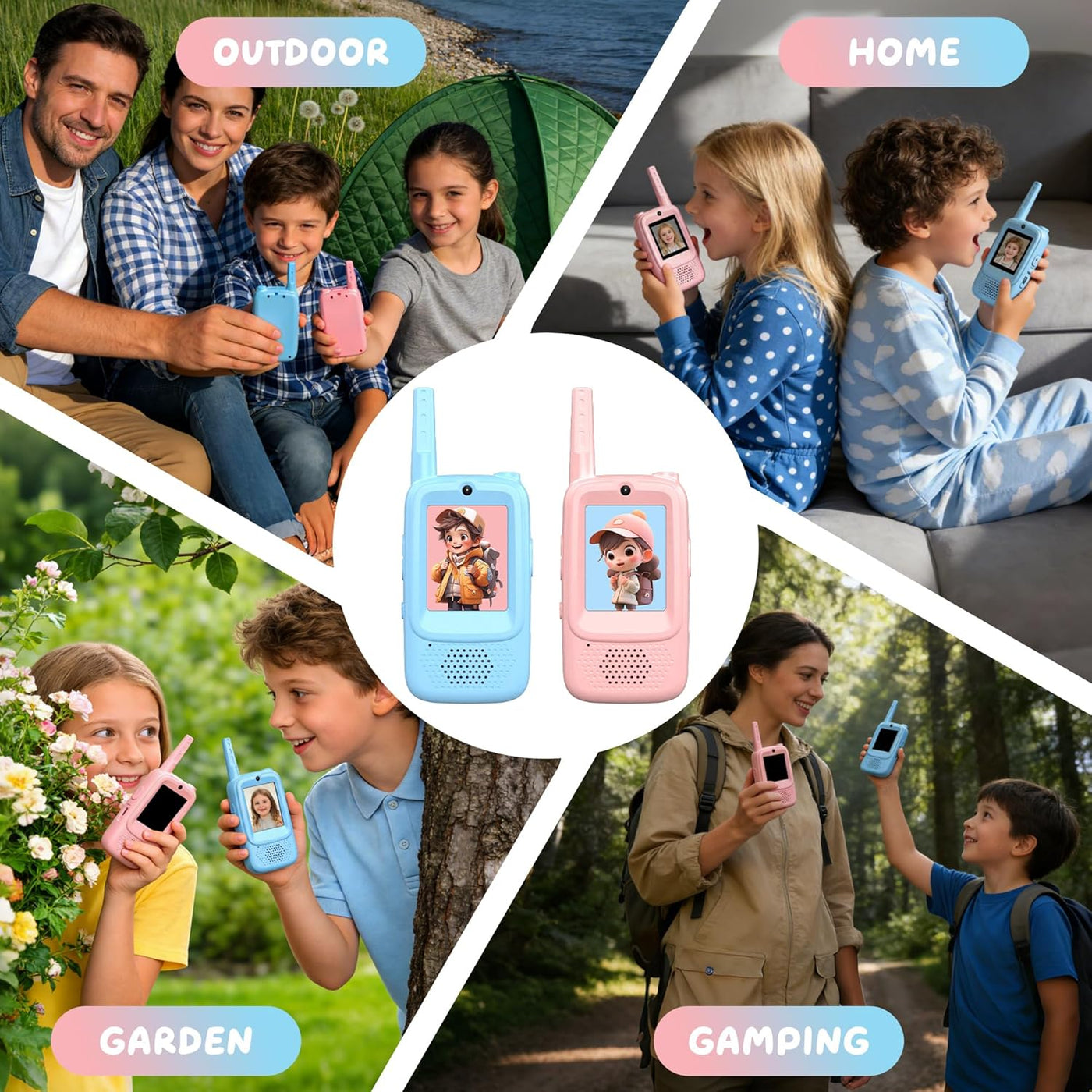 Walkie Talkies de video para niños paquete de 2 walkie