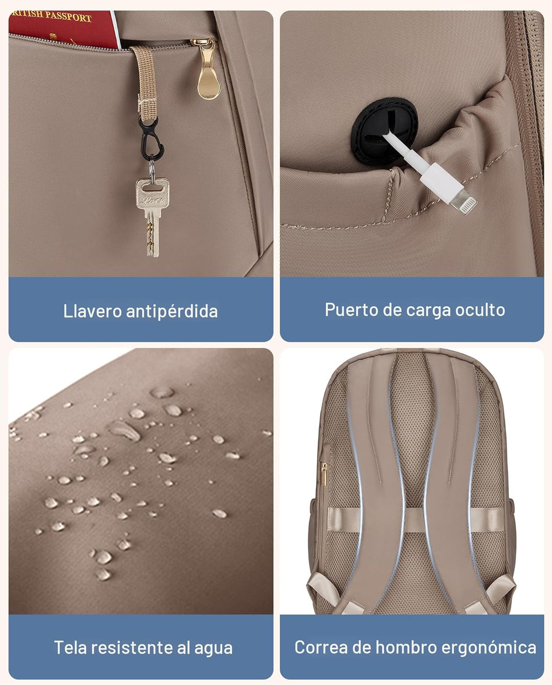 LIGHT FLIGHT - Mochila para laptop para mujeres, mochila de viaje p...