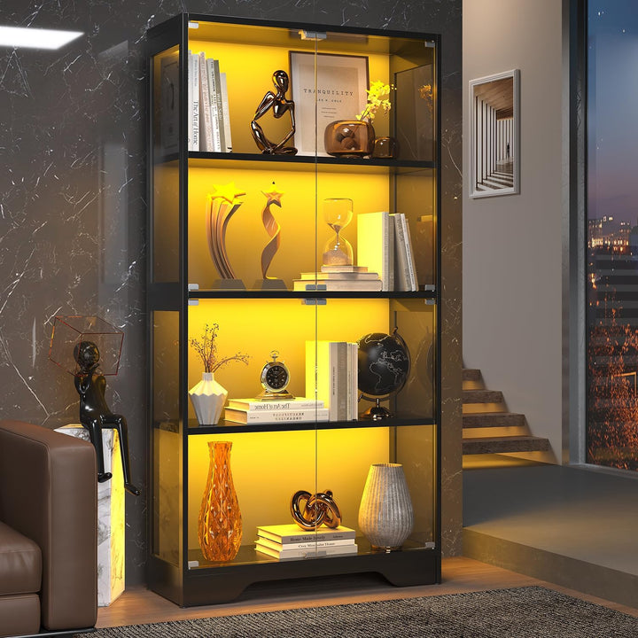 knoworld Vitrina con puertas de cristal, gabinete Curio de 63 pulga...