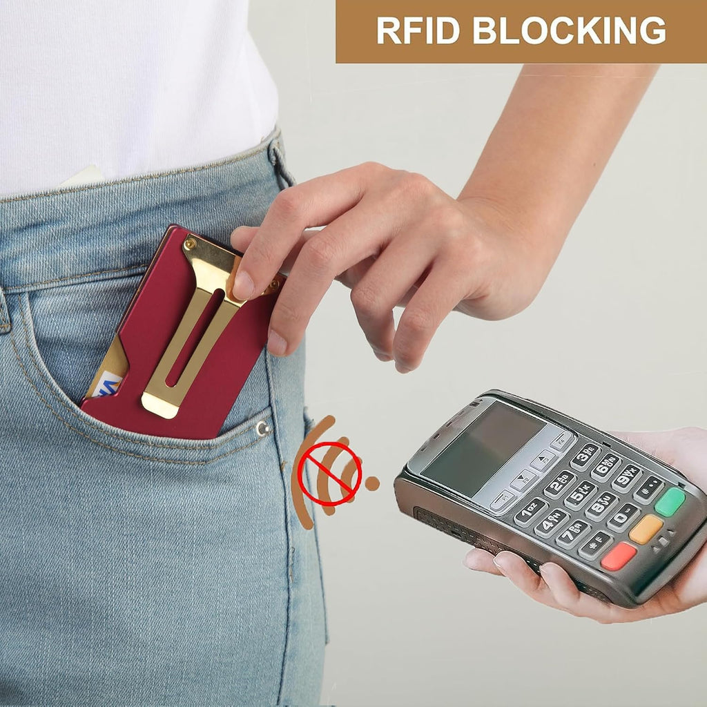 Cartera pequeña minimalista para mujer, funda para tarjetas de crédito RFID