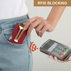 Cartera pequeña minimalista para mujer, funda para tarjetas de crédito RFID