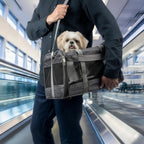 Sherpa Transportador de mascotas aprobado por aerolíneas con marco de alambre de resorte, transportador de gatos y perros para viajes de aerolíneas y visitas al veterinario, ventilación de malla, cremalleras de bloqueo, gris carbón, grande