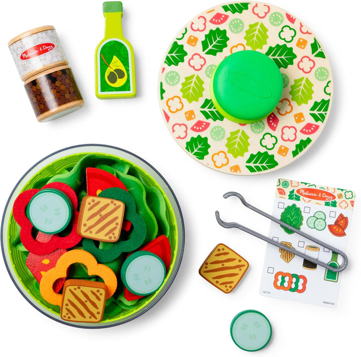 Melissa &amp; Doug Juego de ensalada con espina para jugar, comida...